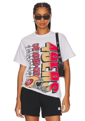 Junk Food 49ers Yardage Tee in White. Size L, M, XL/1X, XS.