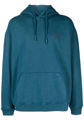 OVER OVER logo-print cotton jersey hoodie - Blue