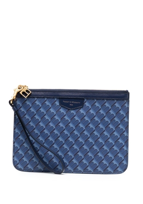TAMMY & BENJAMIN monogram-patterned leather pouch - Blue