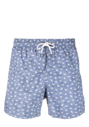 Canali shark-print drawstring swim shorts - Blue