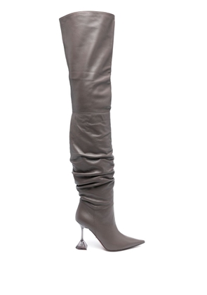 Amina Muaddi Olivia 95mm thigh-high boots - Grey