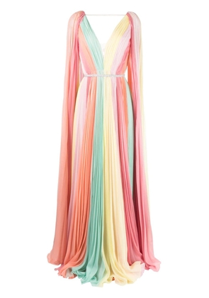 Jenny Packham cape-sleeve silk gown - Multicolour