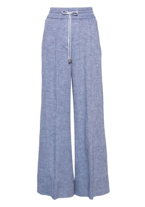Peserico high-waist wide-leg linen trousers - Blue