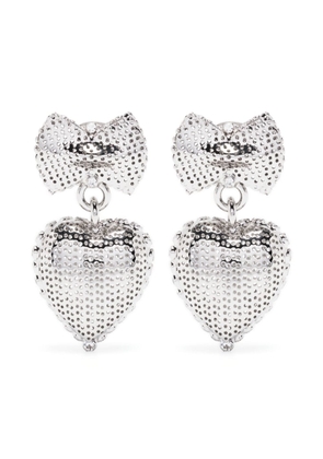 Alessandra Rich heart-pendant drop earrings - Silver