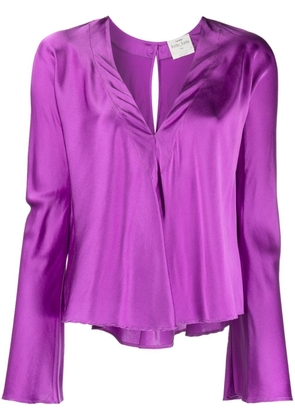 Forte Forte V-neck satin-finish blouse - Purple