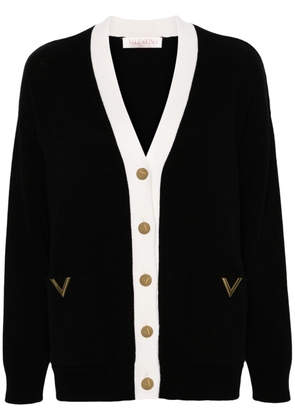 Valentino Garavani VGold contrast-trim wool cardigan - Black