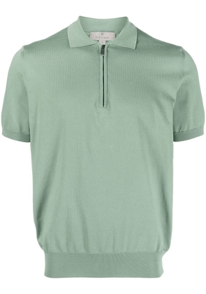 Canali zipped merino polo shirt - Green