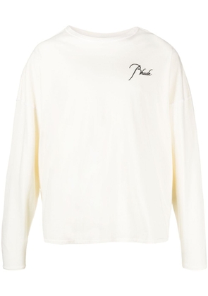 RHUDE logo-print long-sleeve cotton T-shirt - White