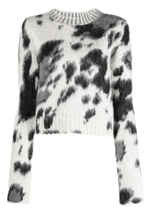 Stella McCartney leopard-print round-neck jumper - White
