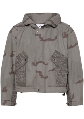 Marine Serre camouflage-print hooded jacket - Grey