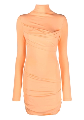 Off-White high-neck ruched minidress - Orange