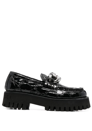 Casadei chain link-detail 50mm platform loafers - Black