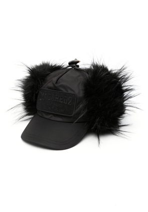 Dsquared2 logo-patch faux-fur lining cap - Black