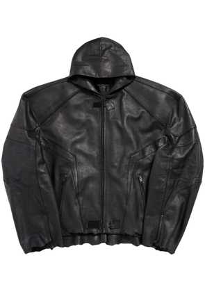 Balenciaga hooded leather biker jacket - Black