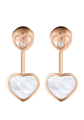 Chopard Rose Gold, Diamond And Mother-Of-Pearl Happy Hearts Earrings