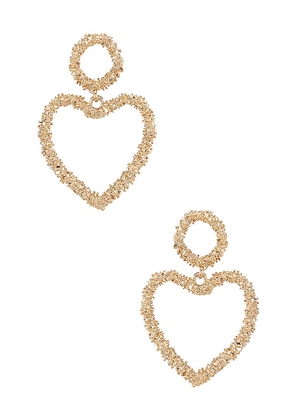 Ettika Heart Drop Earrings in Metallic Gold.