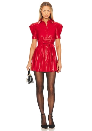 Alice + Olivia Lurlene Faux Leather Dress in Red. Size 8.