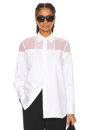 Helmut Lang Poplin Tux Shirt in White. Size L.