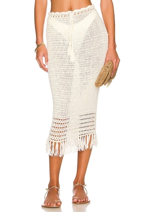 MORE TO COME Angelina Midi Skirt in Ivory. Size S, XS.