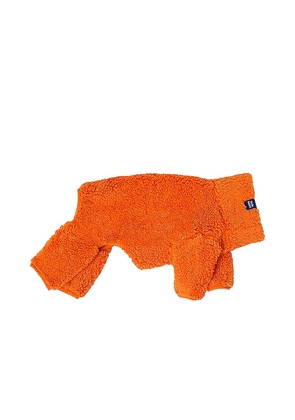 Little Beast Rhymes with Orange Fleece Onesie in Orange. Size XS, XXS.