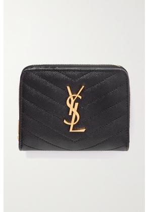 SAINT LAURENT - Monogramme Quilted Textured-leather Wallet - Black - One size