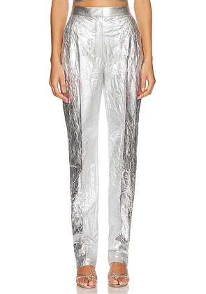 Lapointe Crinkle Trouser in Metallic Silver. Size 2, 6, 8.