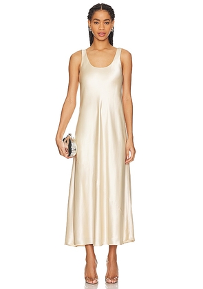SIMKHAI Rania Maxi Slip Dress in Metallic Neutral. Size 2, 4, 6, 8.