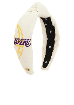 Lele Sadoughi x NBA LA Lakers Embroidered Headband in Ivory.