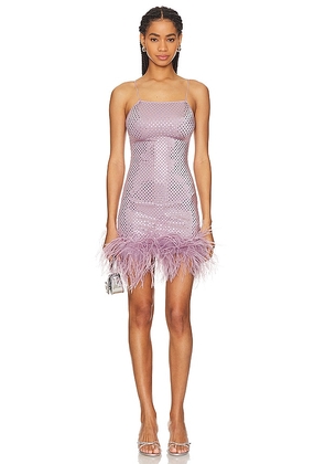 Oseree Disco Plumage Mini Dress in Lavender. Size S, XL.