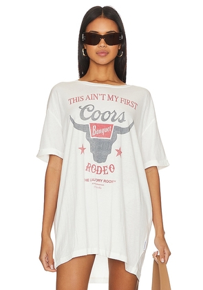 The Laundry Room Ain't My First Coors Rodeo Oversized Tee in White. Size M, S, XS.