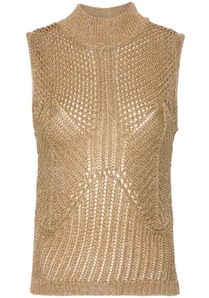 Alberta Ferretti metallic-effect knitted top - Gold