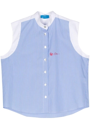 Merci embroidered-motif striped shirt - Blue