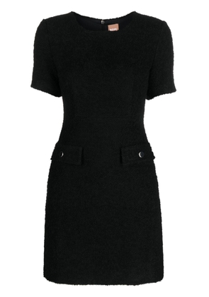 BOSS flap-pocket short-sleeve tweed minidress - Black