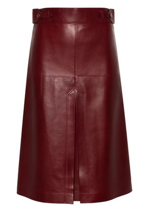 Gucci front-slit leather skirt - Red