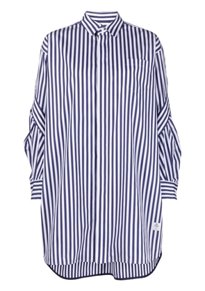 sacai wide-style striped cotton shirt - Blue