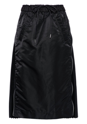sacai plissé-panelled midi skirt - Black
