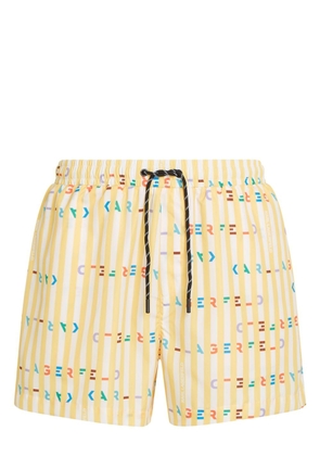 Karl Lagerfeld logo-print striped swim shorts - Yellow