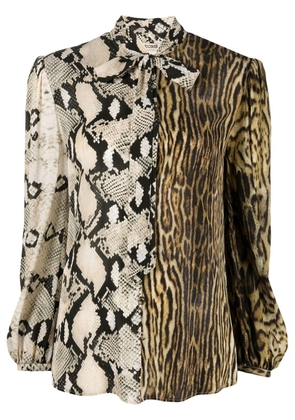 Roberto Cavalli mixed animal-print long sleeved shirt - Neutrals
