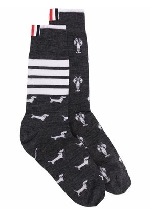 Thom Browne Hector-motif mid-calf socks - Grey