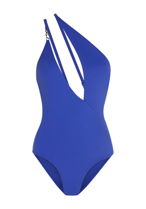 Karl Lagerfeld Signature asymmetric swimsuit - Blue