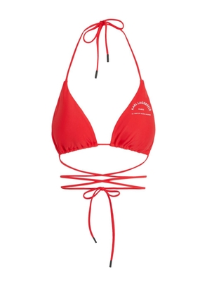 Karl Lagerfeld logo-print triangle bikini top - Red