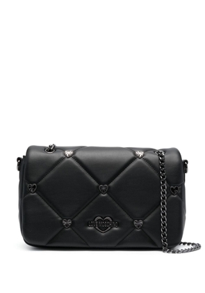 Love Moschino heart-plaque quilted shoulder bag - Black