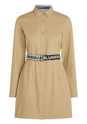 Karl Lagerfeld Jeans logo-belt long-sleeve shirt dress - Neutrals