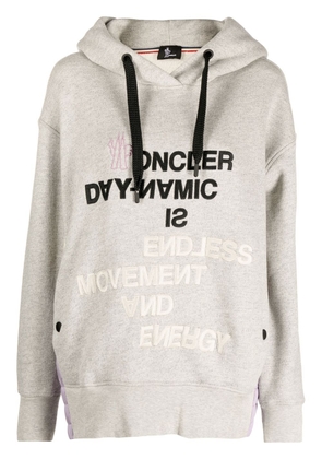 Moncler Grenoble slogan-print oversized fleece hoodie - Grey