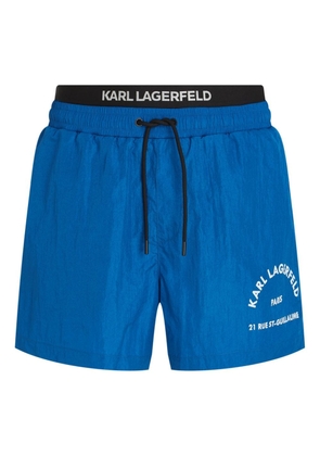 Karl Lagerfeld address-print drawstring swim shorts - Blue