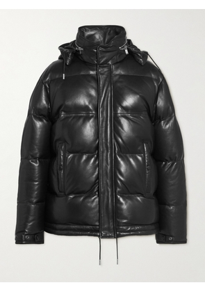 SAINT LAURENT - Quilted Leather Hooded Down Jacket - Men - Black - IT 50