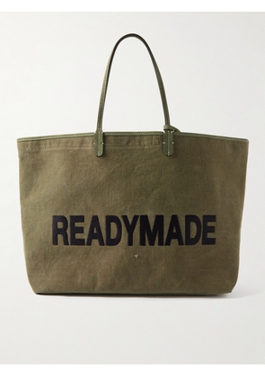 READYMADE - Dorothy Large Nubuck-Trimmed Logo-Embroidered Canvas Tote Bag - Men - Green