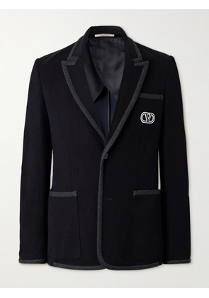 Valentino Garavani - Logo-Embroidered Cotton-Jersey Blazer - Men - Blue - IT 46