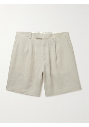 Lardini - Straight-Leg Pleated Linen Shorts - Men - Neutrals - IT 46
