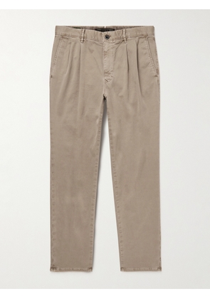 Incotex - Slim-Fit Pleated Stretch-Cotton Gabardine Trousers - Men - Brown - UK/US 29